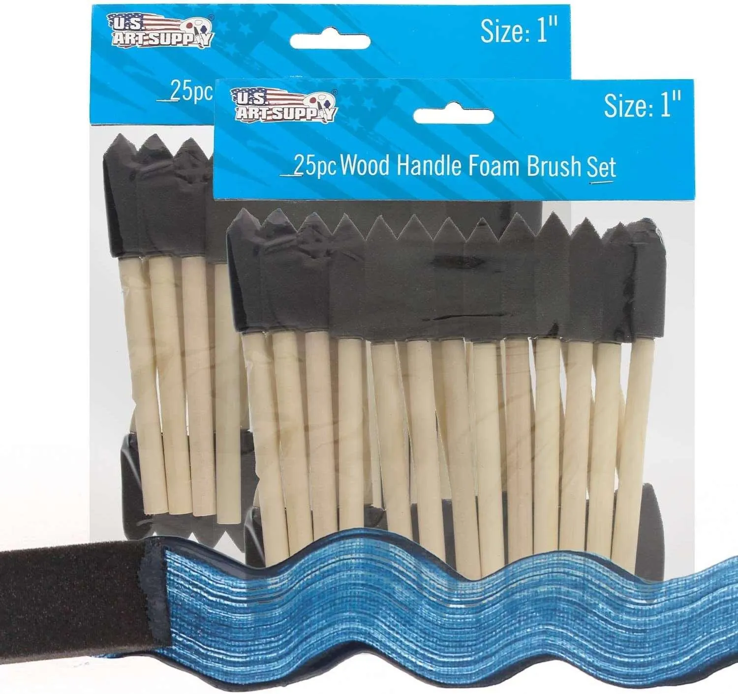 1 Inch Foam Sponge Wood Handle Paint Brush Set 50 Lightweight, Durable Acrylics, Stains, Varnishes, Crafts, Art