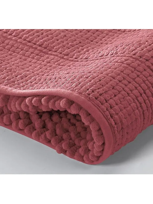 2PC Rose Soft Cozy Plush Chenille Bath Mat Set