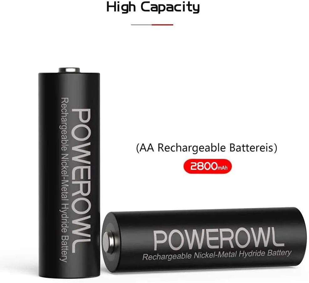 AA Rechargeable Batteries, 2800mAh High Capacity Batteries 1.2V NiMH Low Self Discharge, Pack of 16