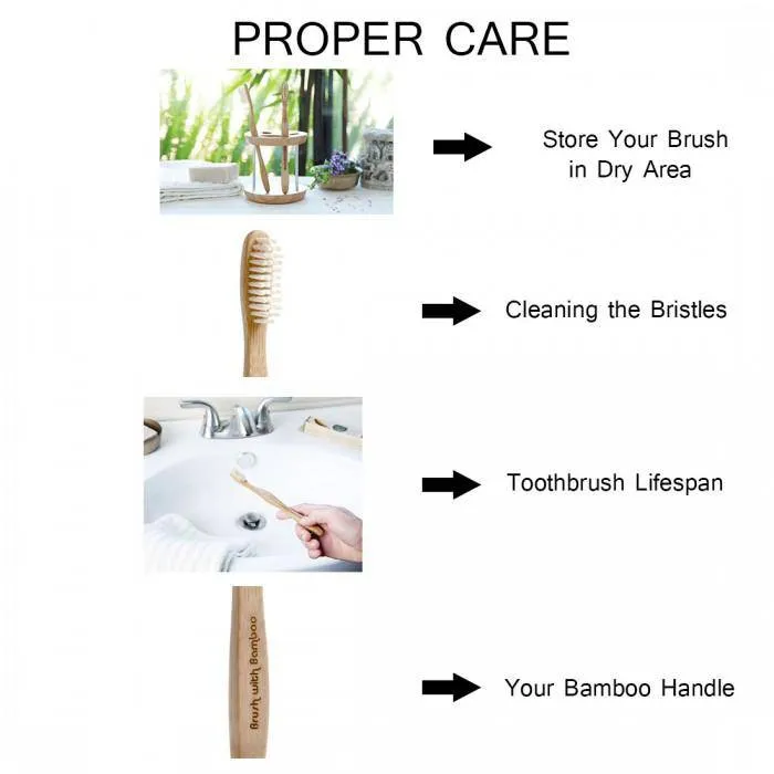 Adults And Kids Bamboo Toothbrush Combo - Pack of 4