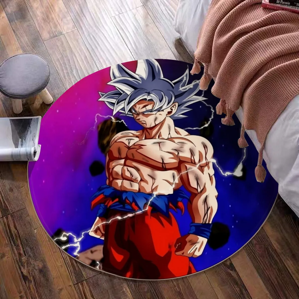 Awesome Ultra Instinct Silver Hair Goku DBZ Kids Round Mat