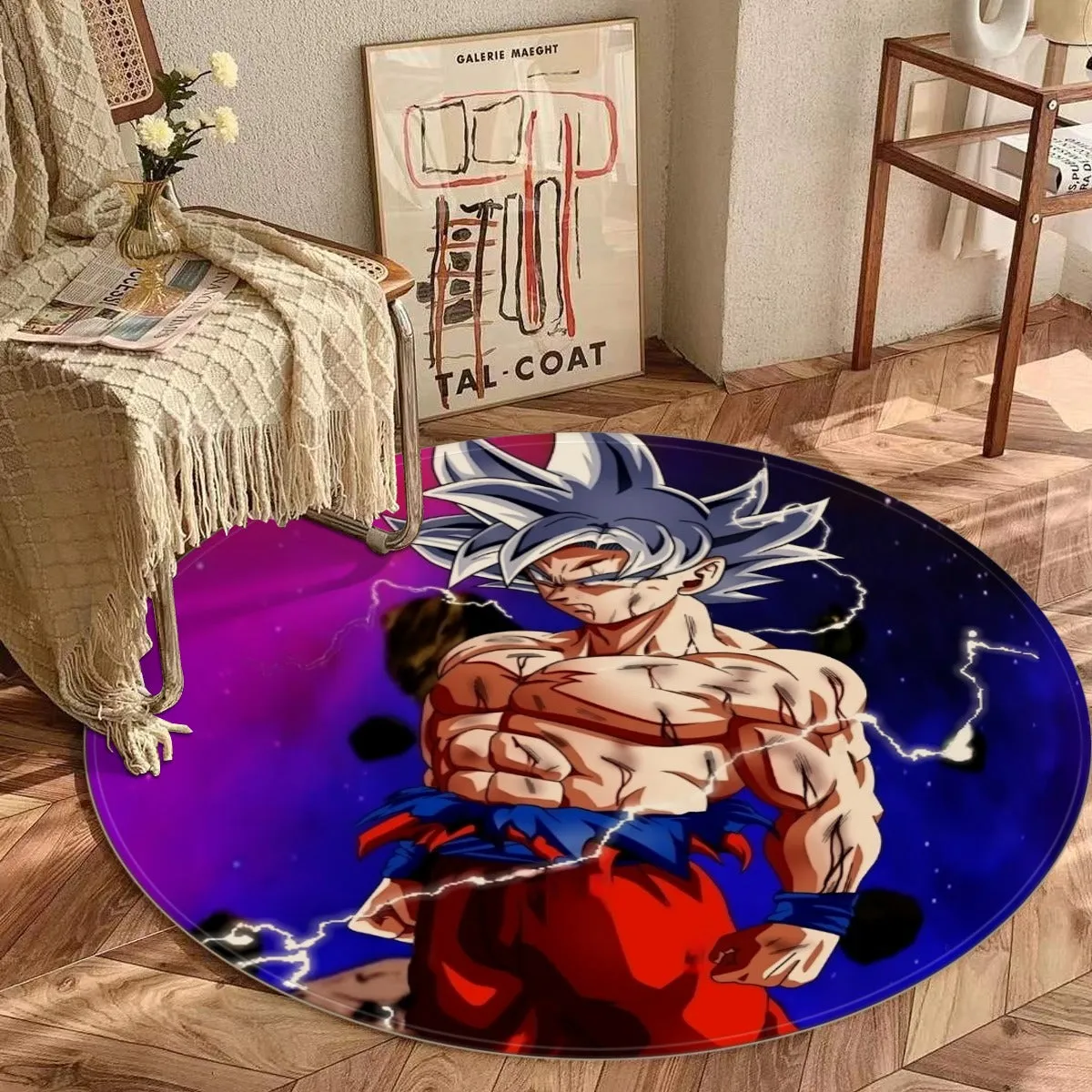 Awesome Ultra Instinct Silver Hair Goku DBZ Kids Round Mat