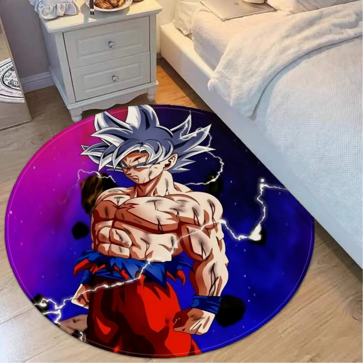 Awesome Ultra Instinct Silver Hair Goku DBZ Kids Round Mat