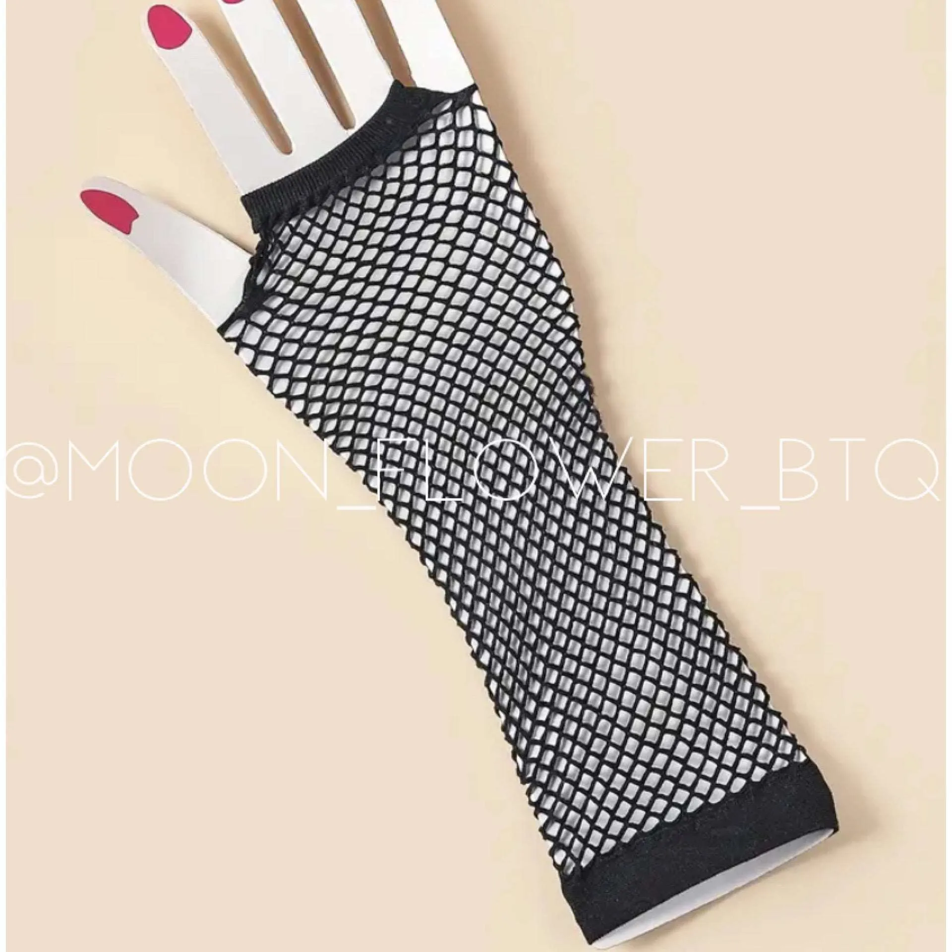 Black Fishnet Long Fingerless Gloves