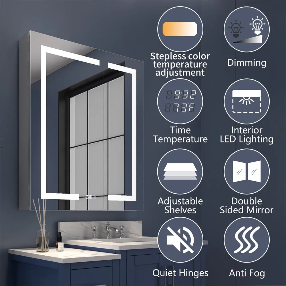 Boost-M1 60" W x 30" H Combination Medicine Cabinet with Mirror led Lighted Medicine Cabinet