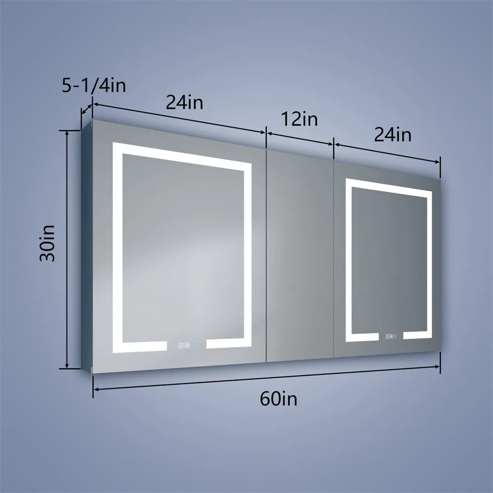 Boost-M1 60" W x 30" H Combination Medicine Cabinet with Mirror led Lighted Medicine Cabinet