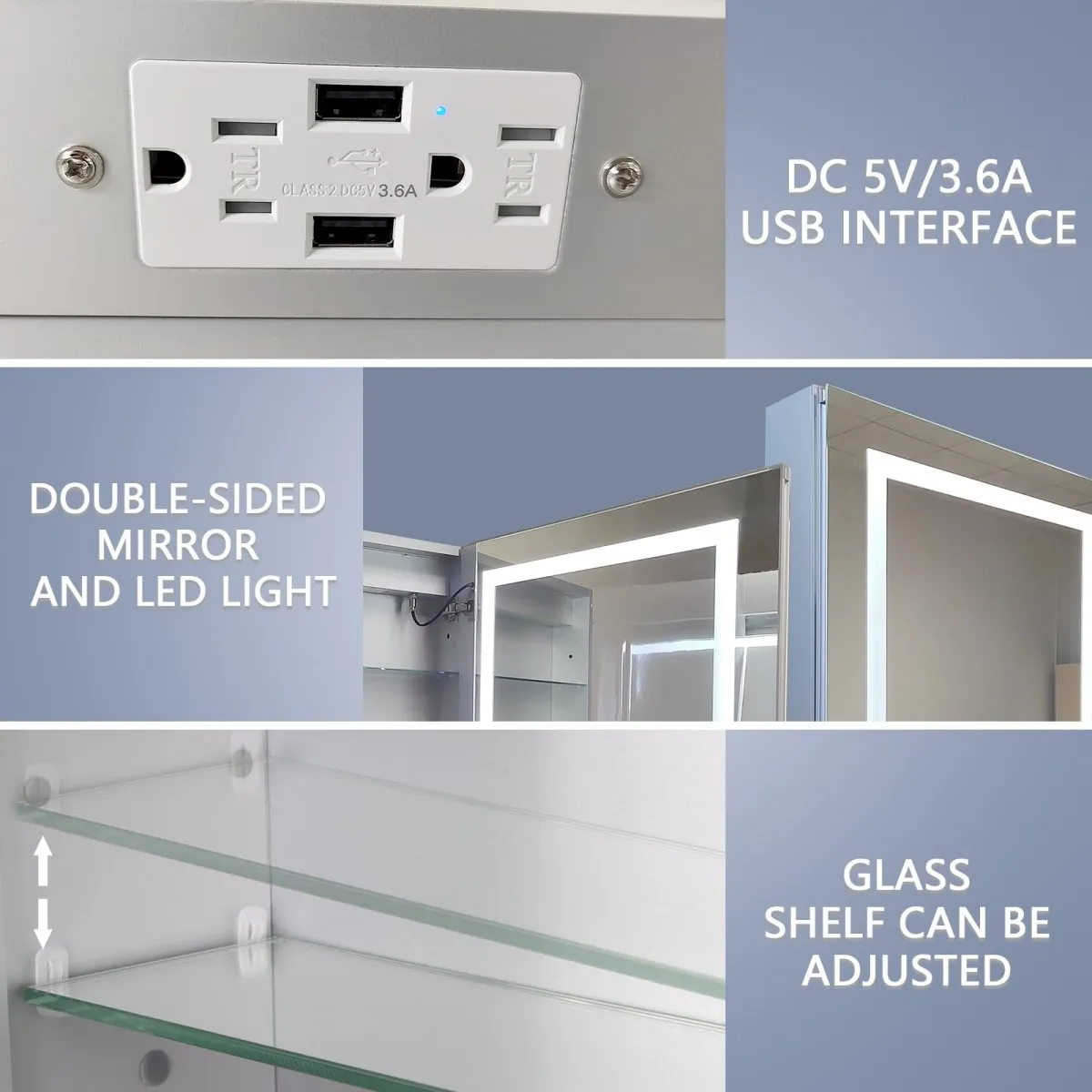 Boost-M1 60" W x 30" H Combination Medicine Cabinet with Mirror led Lighted Medicine Cabinet