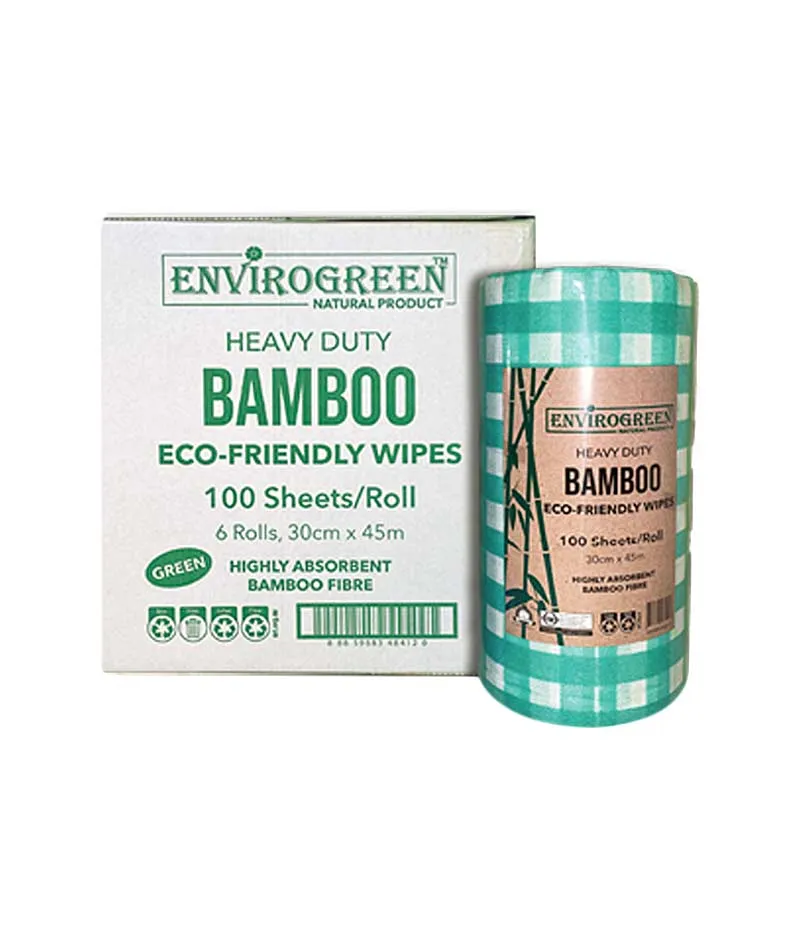 Envirogreen Eco-Friendly Bamboo Wipes - 100 Sheets Per Roll