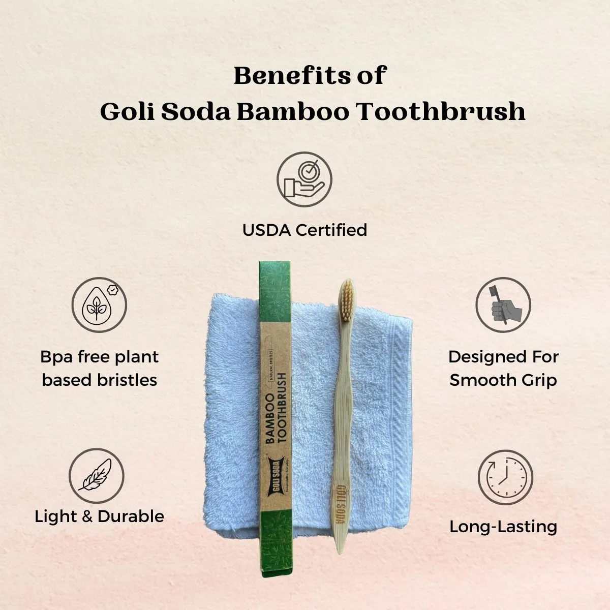 Goli Soda Natural Bamboo Toothbrush With Soft Plant Based Bristles (Pack Of 2)