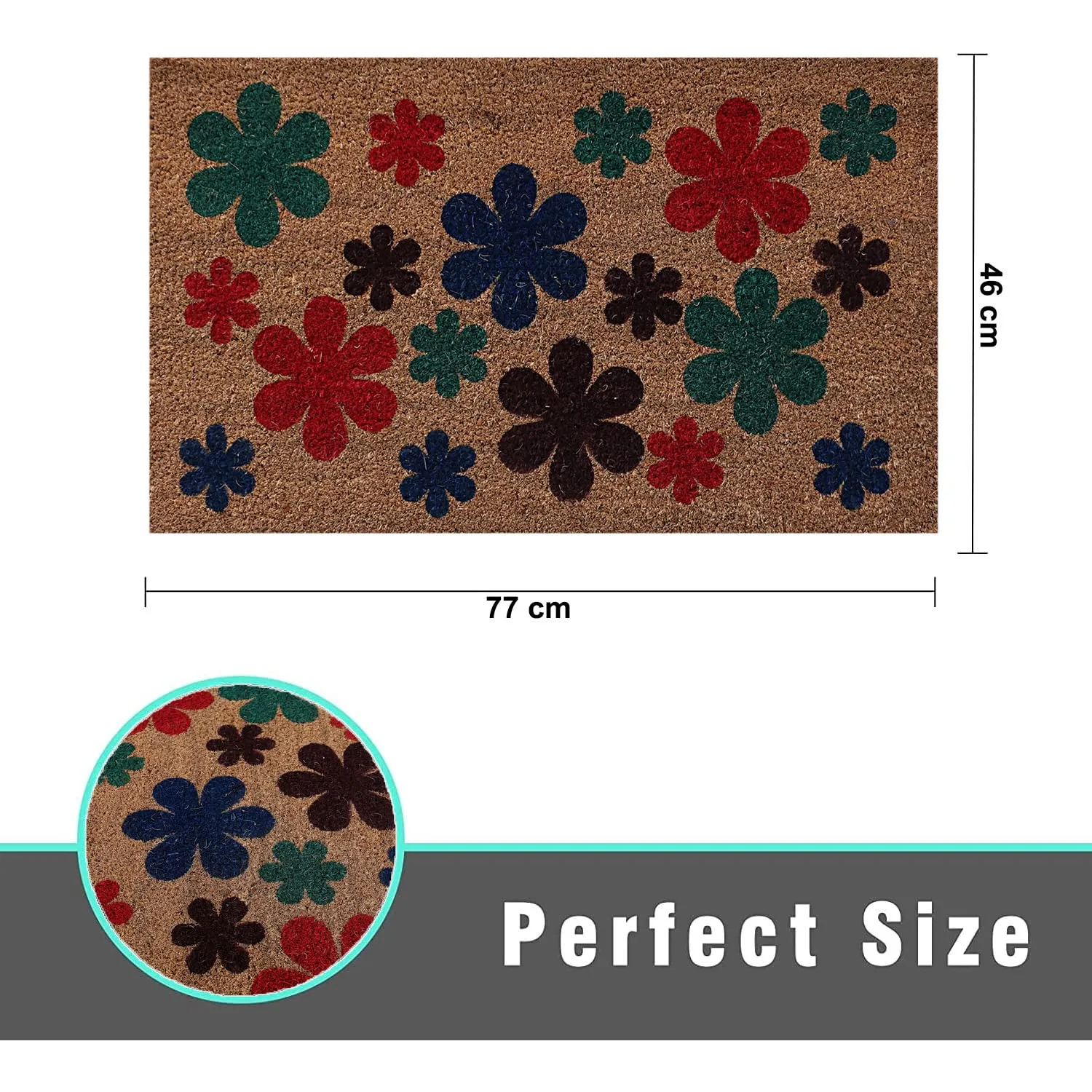 Heart Home Door Mat|Polyethylene Durable & Anti-Slip Natural Flowers Print Floor Mat|Rug for Indoor or Outdoor, 30x20 Inch, Pack of 2 (Brown)