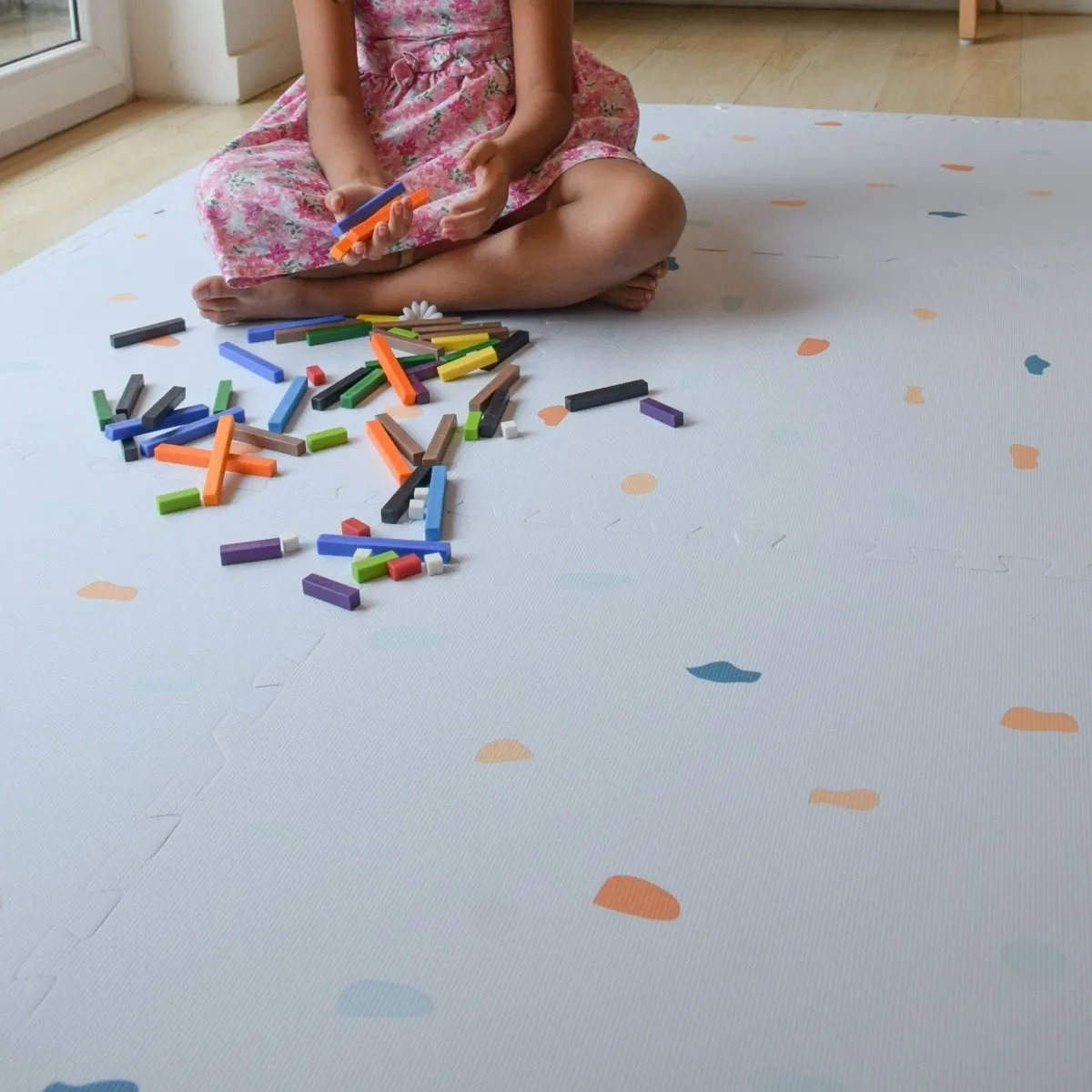 Kind and Me Coloured Terrazzo Set in Powder Blue Playmat- Terrazzo