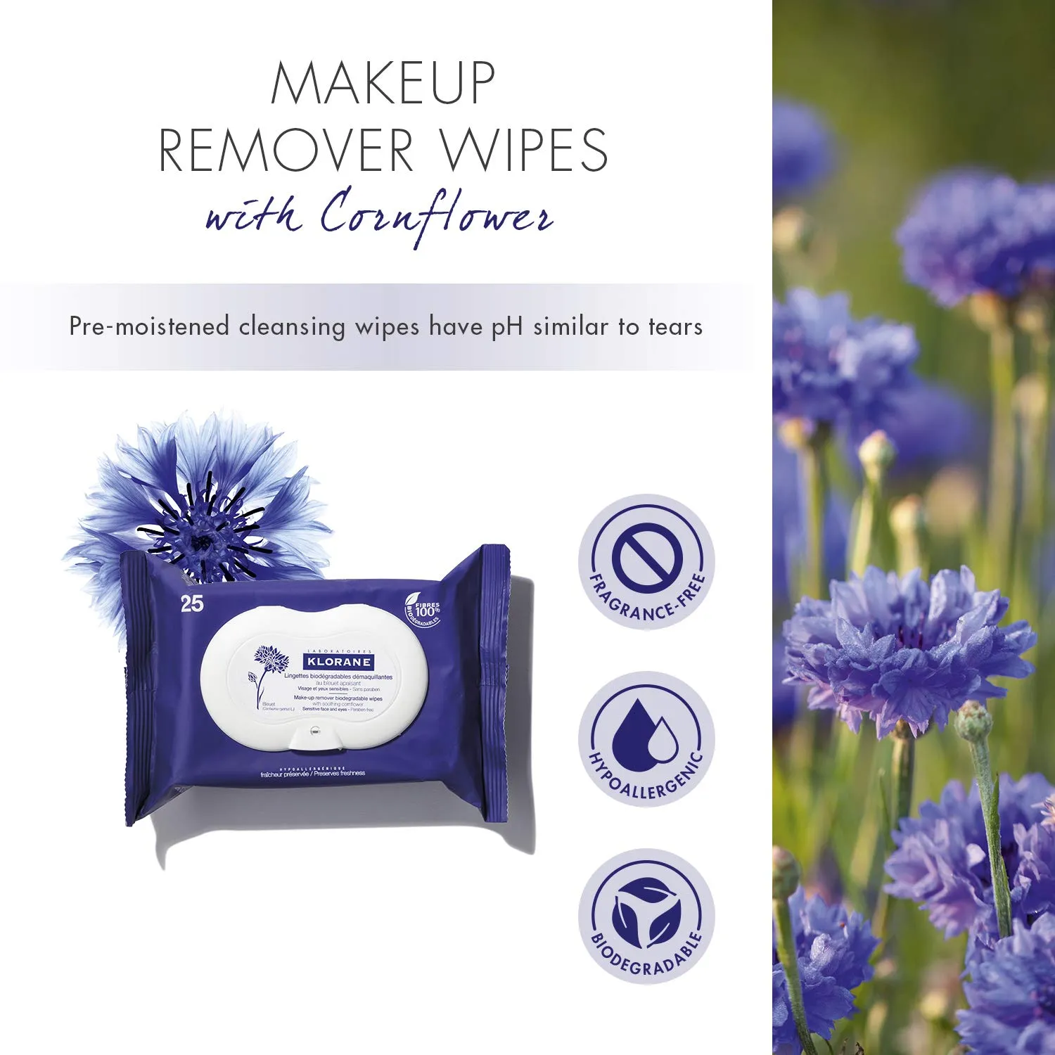 Klorane Make-Up Remover Biodegradable Wipes