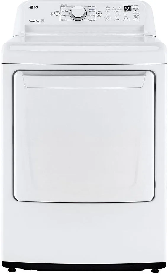 LG DLE7000W 27 Inch Electric Dryer with 7.3 Cu. Ft. Capacity, 8 Dryer Programs, Sensor Dry, Speed Dry, Wrinkle Care Option, and FlowSense™ Duct Clogging