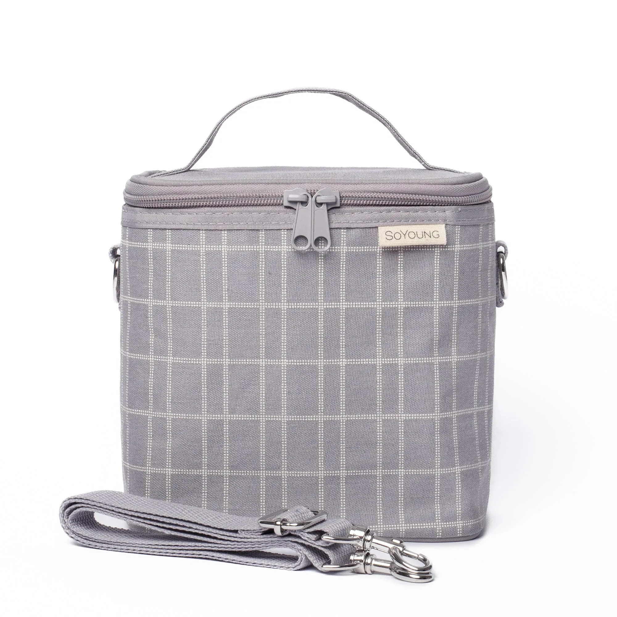 Light Grey Grid Petite Lunch Poche