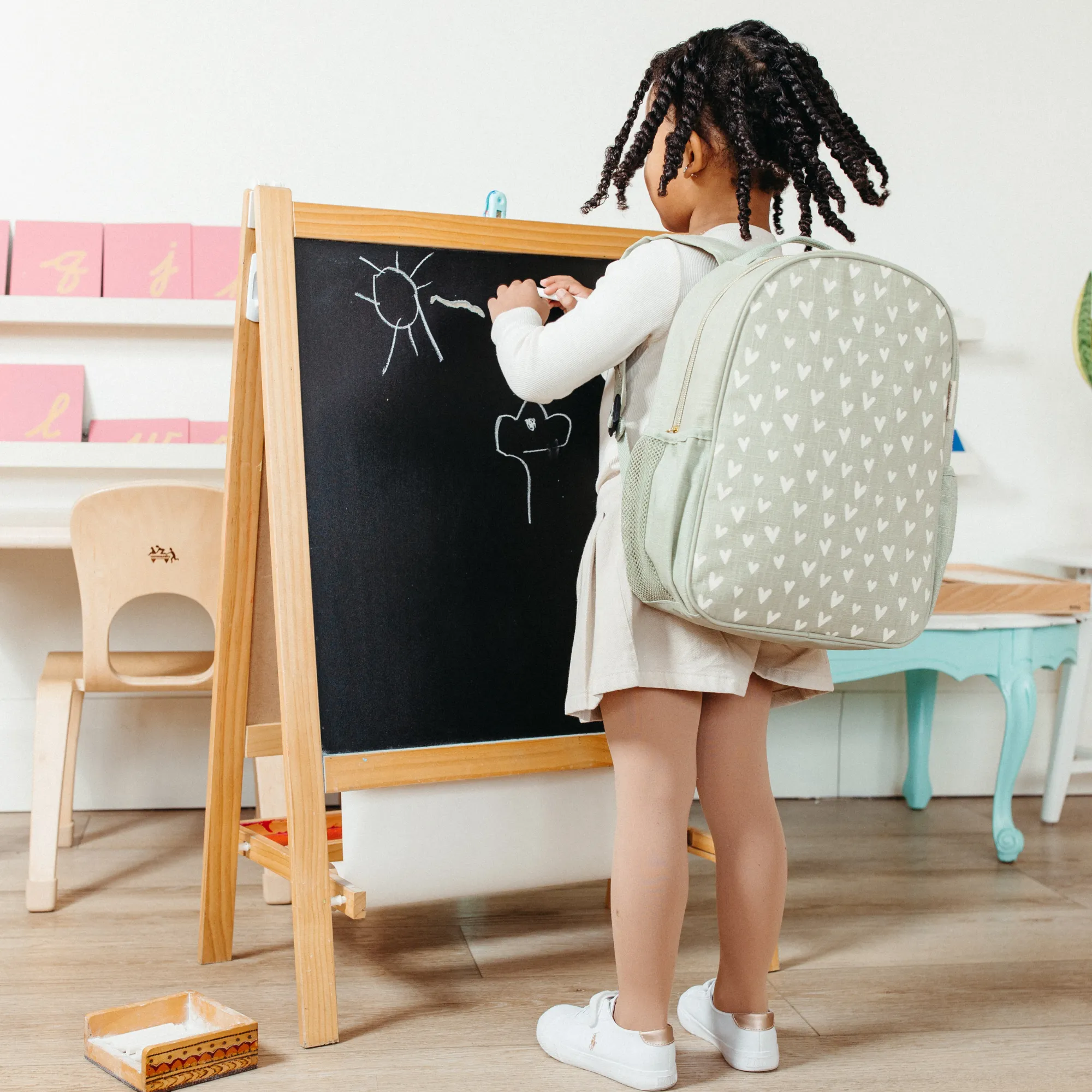 Little Hearts Sage Toddler Backpack