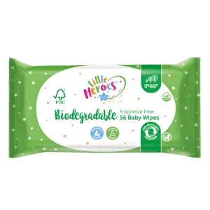 Little Heroes Biodegradable Fragrance-free Baby Wipes, Pack of 56