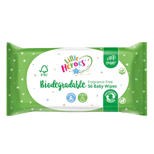 Little Heroes Biodegradable Fragrance-free Baby Wipes, Pack of 56