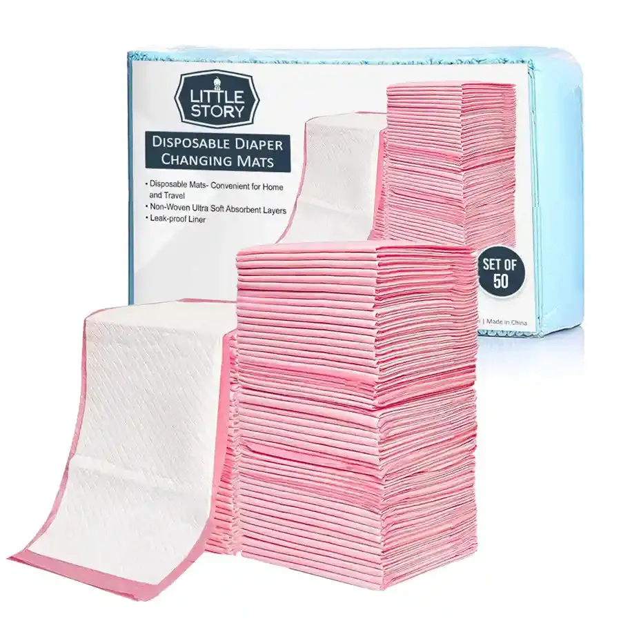 Little Story Disposable Diaper Changing Mats - Pack of 50pcs (Pink)