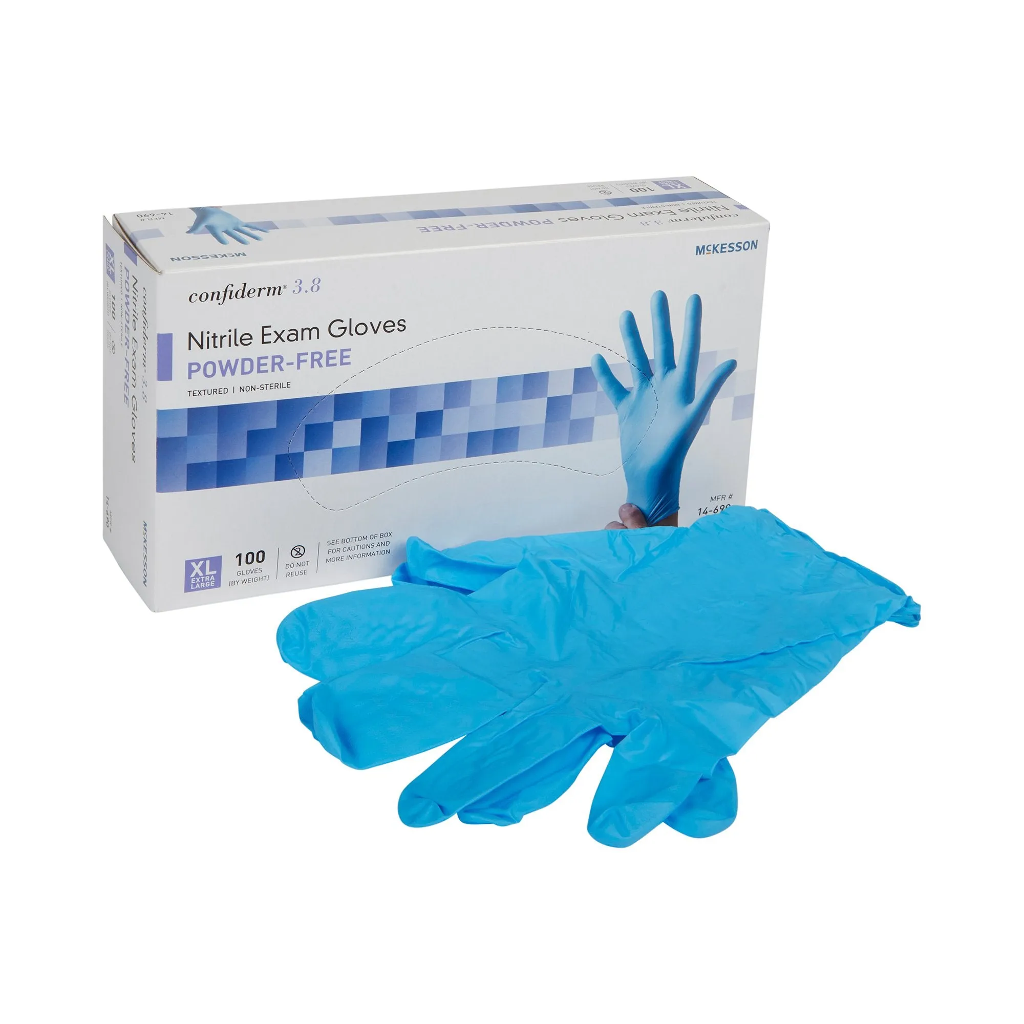 McKesson Confiderm® 3.8 Nitrile Exam Glove, X-Large, Blue