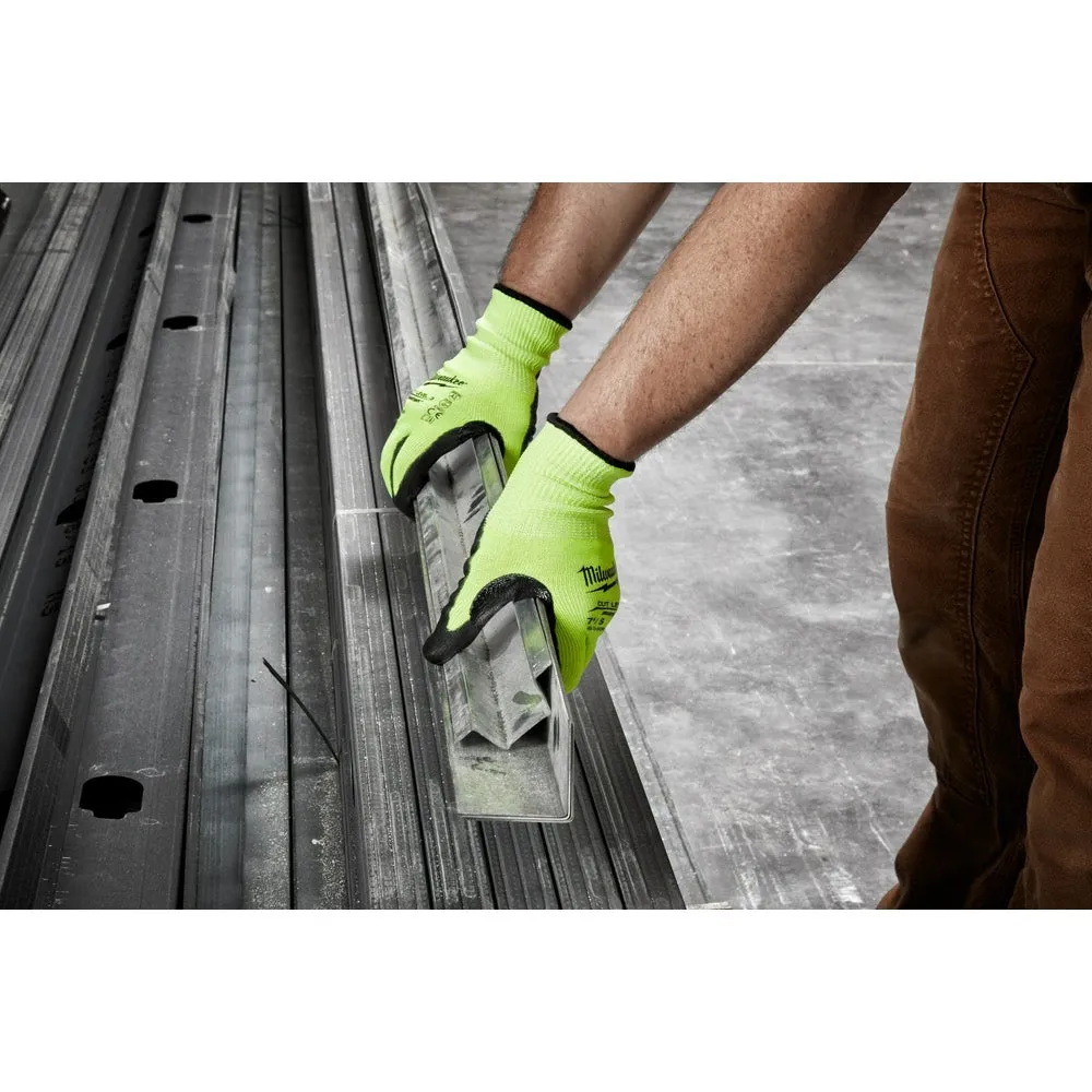 Milwaukee 48-73-8930 High Visibility Cut Level 3 Polyurethane Dipped Safety Gloves - Small