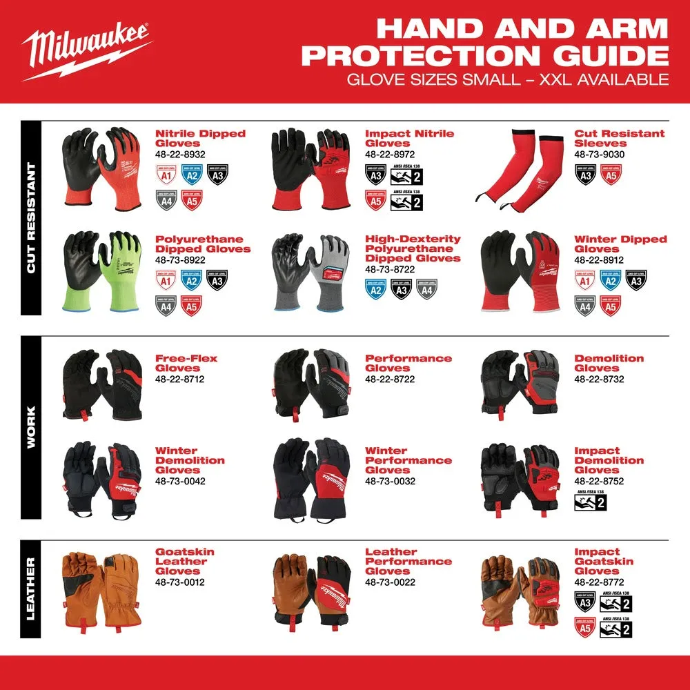 Milwaukee 48-73-8930 High Visibility Cut Level 3 Polyurethane Dipped Safety Gloves - Small