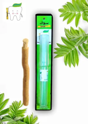 Miswak Sticks for Teeth | Sewak Natural Toothbrush | Siwak Organic Wooden Tooth Brush Oral Teeth Whitener with Holder | Vacuum Sealed مسواك by GENDA (1 Pack)