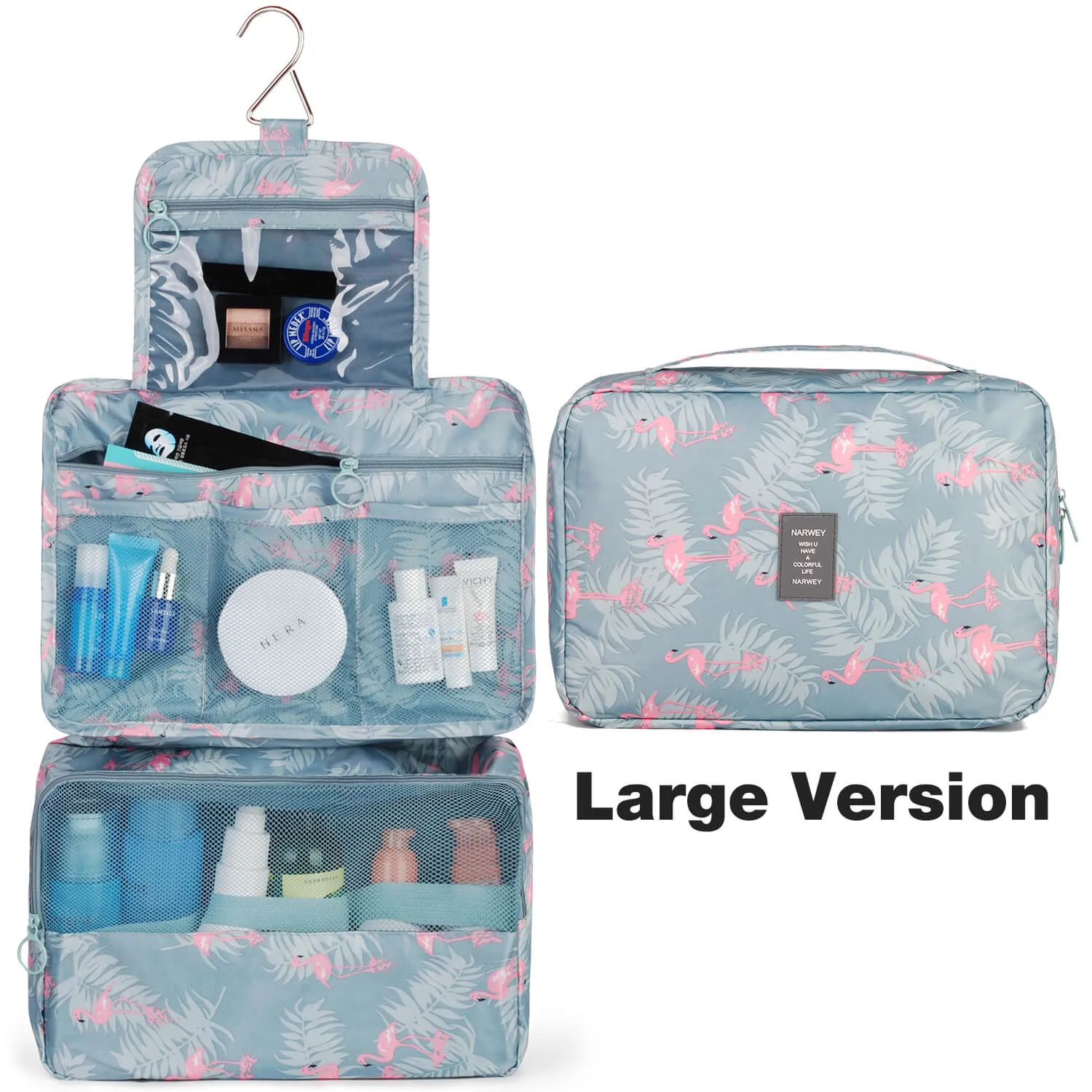 Narwey 1114 Hanging Travel Toiletry Bag Flamingo Cosmetic Organizer