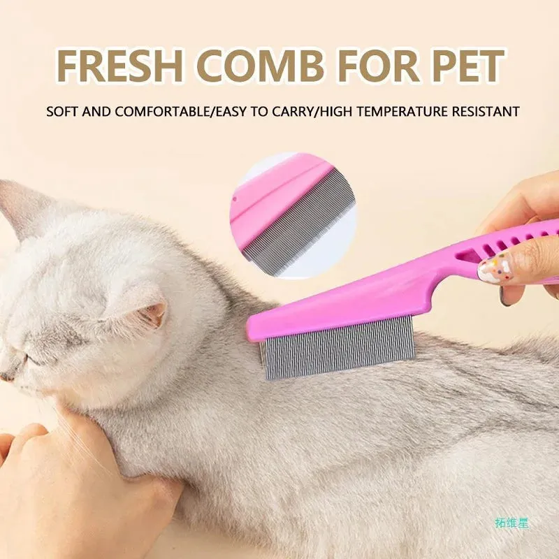 Pet Hair Shedding Comb – Stainless Steel Flea Comb for Cats and Dogs