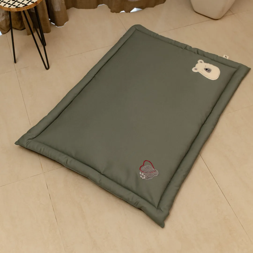 PoochMate OAK BOHO Jade Green Cotton Mat : Bear & Heart