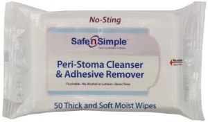 Safe n' Simple Peri-Stoma Adhesive Remover Wipes: 5" x 7", 50 Count