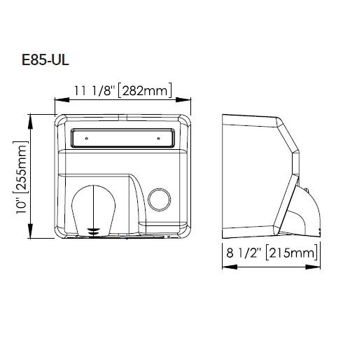 Saniflow® E85-UL PUSH-BUTTON Hand Dryer - Cast Iron Cover with White Porcelain Enamel Finish