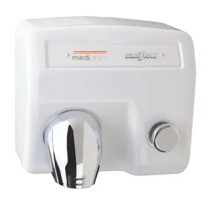 Saniflow® E85-UL PUSH-BUTTON Hand Dryer - Cast Iron Cover with White Porcelain Enamel Finish