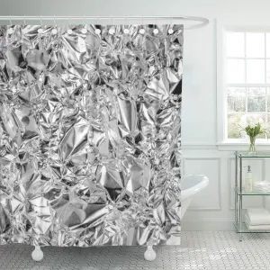 SUTTOM Sparkle Silver Bling and Crumpled Glam Glamorous Jewels Diamonds Shower Curtain 66x72 inch