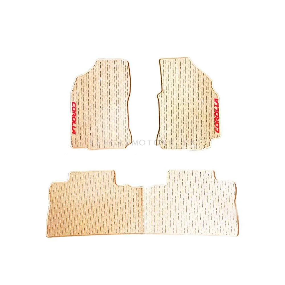 Toyota Corolla Custom Fit PVC Rubber Floor Mat Beige Mix Design 3 Pcs - Model 2012-2014