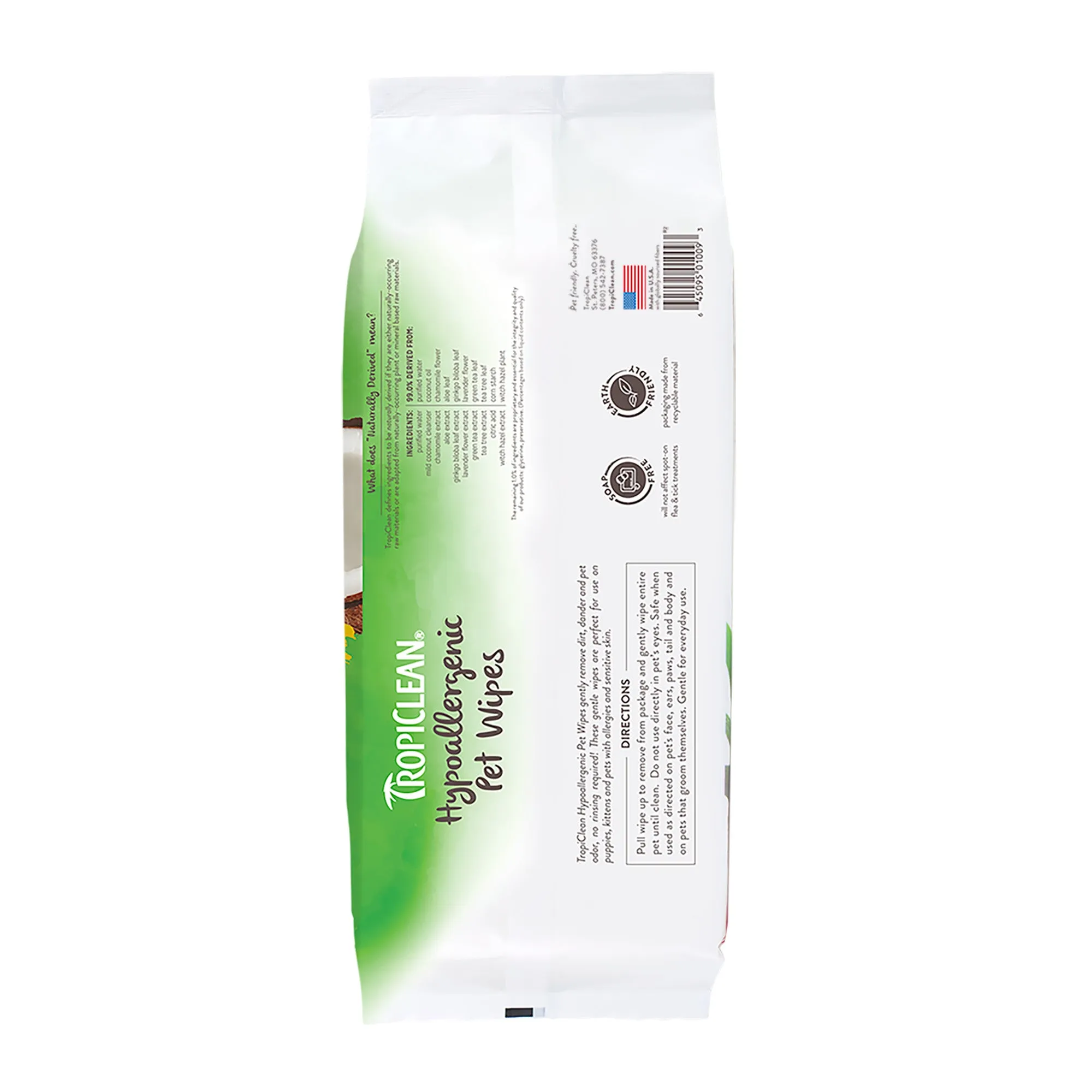 TropiClean Gentle Coconut Hypoallergenic Pet Wipes