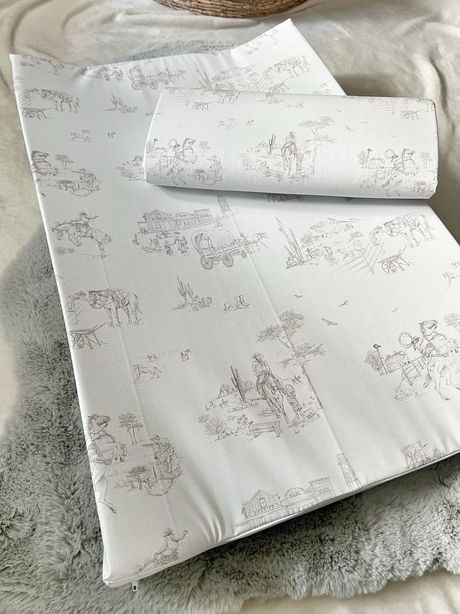 Western Toile Travel Changing Mat