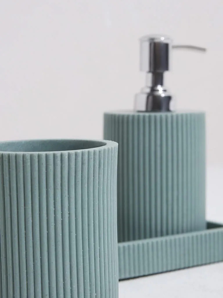 Westside Home Teal Ribbed Bathroom Accessory (Set of 2)