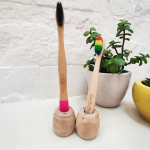 Wooden holder for Bamboo Toothbrush | Set of 2