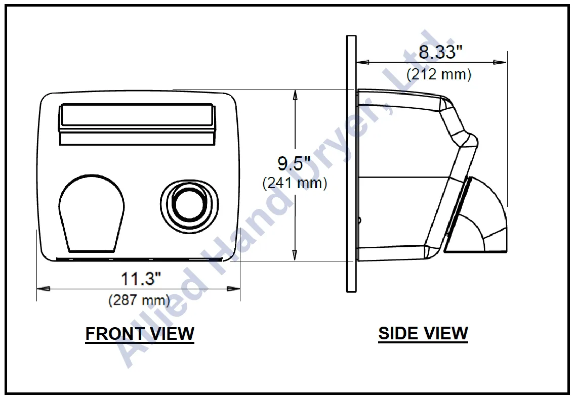 WORLD DRYER® A548-974 Model A Series Hand Dryer - Cast-Iron Cover with White Porcelain (50 Hz ONLY - NOT for use in North America)