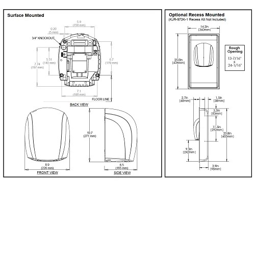 WORLD DRYER® J-973A3 Airforce™ Hand Dryer - Brushed (Satin) Stainless Steel Automatic Surface-Mounted High Speed