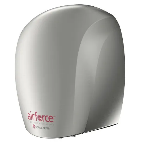 WORLD DRYER® J-973A3 Airforce™ Hand Dryer - Brushed (Satin) Stainless Steel Automatic Surface-Mounted High Speed